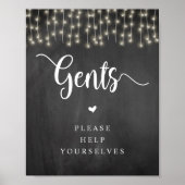 Rustige String Lights, Chalkboard, Gents Washroom Poster (Voorkant)