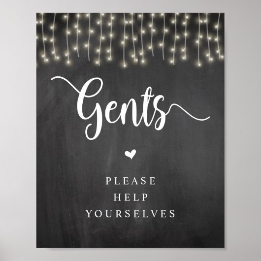 Rustige String Lights, Chalkboard, Gents Washroom Poster (Voorkant)