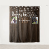 Rustige String Lights elk jaar Birthday Foto Wandkleed (Voorkant)