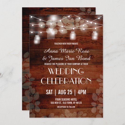 Rustige String Lights Eucalyptus Weddenschappen Kaart (Voorkant / Achterkant)