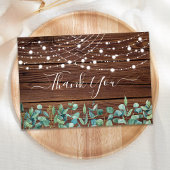 Rustige String Lights Eucalyptus Wedding Bedankkaart