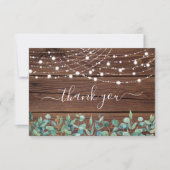 Rustige String Lights Eucalyptus Wedding Bedankkaart (Voorkant)