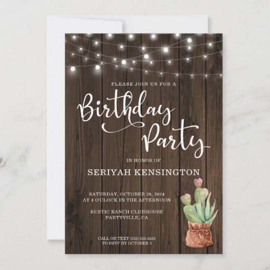 Rustige String Lights Succulent elk jaar Kaart (Voorkant)