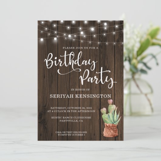 Rustige String Lights Succulent elk jaar Kaart (Staand voorkant)