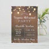 Rustige String Lights Surprise Retirement Party Kaart (Staand voorkant)