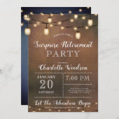 Rustige String Lights Surprise Retirement Party Kaart (Voorkant / Achterkant)