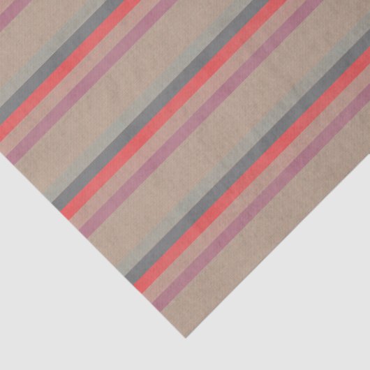 Rustige Stripes Blauwgroen, koraal, bruin Tissuepapier (Detail)