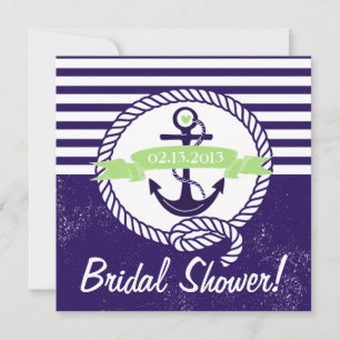 Rustige Stripes Nautical Bridal Shower Uitnodiging