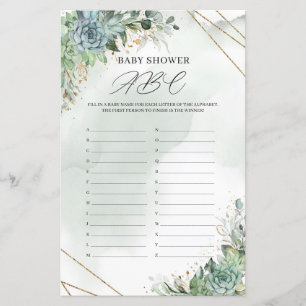 Rustige succulenten greenery gold Baby shower ABC