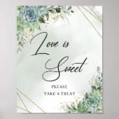 Rustige succulenten Greenery Gold Love is een zoet Poster (Voorkant)