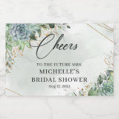 Rustige succulenten lijst met groene eucalyptusgou sparkling wijnetiket (Enkel label)