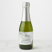 Rustige succulenten lijst met groene eucalyptusgou sparkling wijnetiket (Voorkant)