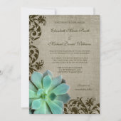 Rustige Succulents Brown Swirls Wedding Kaart (Voorkant)