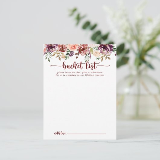 Rustige Summer Floral Wedding Bucket List-kaarten Briefkaart (Staand voorkant)