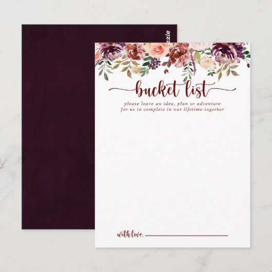 Rustige Summer Floral Wedding Bucket List-kaarten Briefkaart (Voorkant / Achterkant)