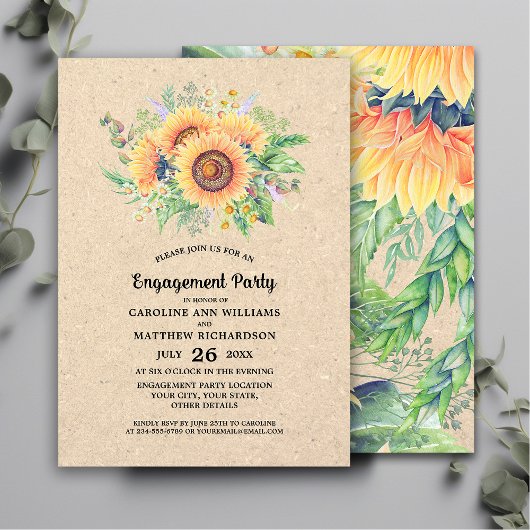 Rustige Sunflower Engagement Party Kaart