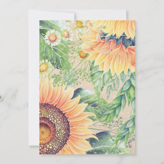 Rustige Sunflower Engagement Party Kaart (Achterkant)