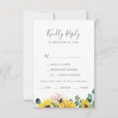 Rustige Sunflower Eucalyptus Menu Keuze RSVP-kaart (Voorkant)