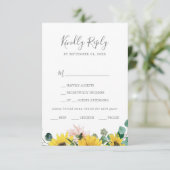 Rustige Sunflower Eucalyptus Menu Keuze RSVP-kaart (Staand voorkant)