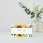Rustige Sunflower Eucalyptus Wedding Website RSVP Informatiekaartje (Staand voorkant)