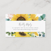 Rustige Sunflower Eucalyptus Wedding Website RSVP Informatiekaartje (Voorkant)