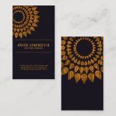 Rustige Sunflower Gold Pattern Black Visitekaartje (Voorkant / Achterkant)
