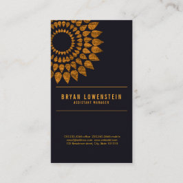 Rustige Sunflower Gold Pattern Black Visitekaartje
