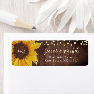 Rustige Sunflower Gold Stippen Wedding Return Addr Etiket