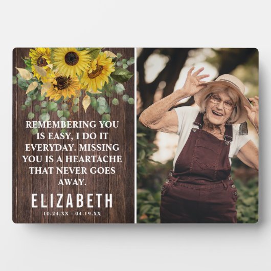 Rustige Sunflower Memorial | Familie Foto Keepomwi Fotoplaat (voorkant)