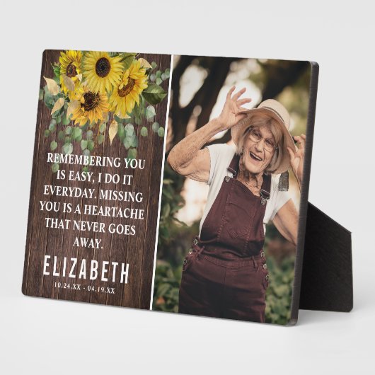 Rustige Sunflower Memorial | Familie Foto Keepomwi Fotoplaat (Zijkant)
