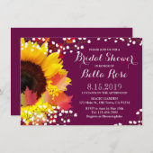 Rustige Sunflower Plum Bridal Shower Invitation Kaart (Voorkant / Achterkant)
