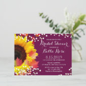 Rustige Sunflower Plum Bridal Shower Invitation Kaart (Staand voorkant)