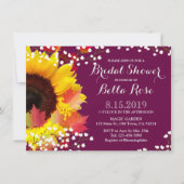Rustige Sunflower Plum Bridal Shower Invitation Kaart (Voorkant)
