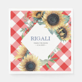 Rustige Sunflower Red Gingham Family Reunion Servet