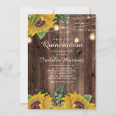 Rustige Sunflower String Light Surprise Quinceaner Kaart (Voorkant)