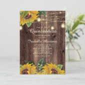 Rustige Sunflower String Light Surprise Quinceaner Kaart (Staand voorkant)