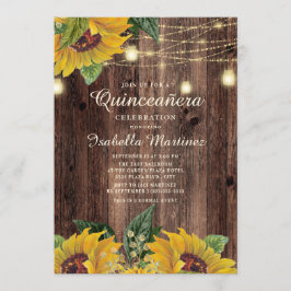 Rustige Sunflower String Light Surprise Quinceaner Kaart