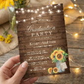 Rustige Sunflower String Lights Graduparty Kaart