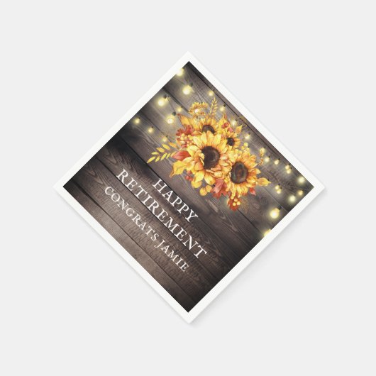 Rustige Sunflower String Lights Retirement Party N Servet (Hoek)