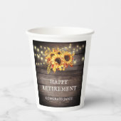 Rustige Sunflower String Lights Retirement Party Papieren Bekers (Voorkant)
