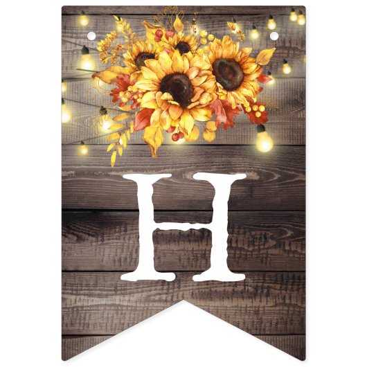 Rustige Sunflower String Lights Retirement Party Vlaggetjes (Eerste vlag)