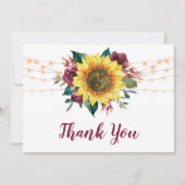Rustige Sunflower String Lights Wedding Bedankkaart (Voorkant)