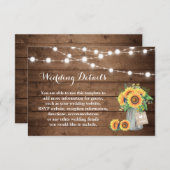 Rustige Sunflower String Lights Wedding Details Informatiekaartje (Voorkant / Achterkant)
