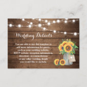 Rustige Sunflower String Lights Wedding Details Informatiekaartje (Voorkant)