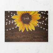 Rustige Sunflower String Lights Wedding Drieluik Uitnodiging (Cover)