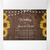 Rustige Sunflower String Lights Wedding Drieluik Uitnodiging (Binnenkant midden)
