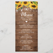 Rustige Sunflower String Lights Wedding Menu (Voorkant)