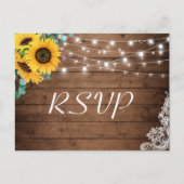 Rustige Sunflower String Lights Wedding RSVP Uitnodiging Briefkaart (Voorkant)
