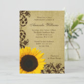 Rustige Sunflower Swirls Bridal Shower Invitation Kaart (Staand voorkant)