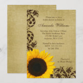 Rustige Sunflower Swirls Bridal Shower Invitation Kaart (Voorkant / Achterkant)